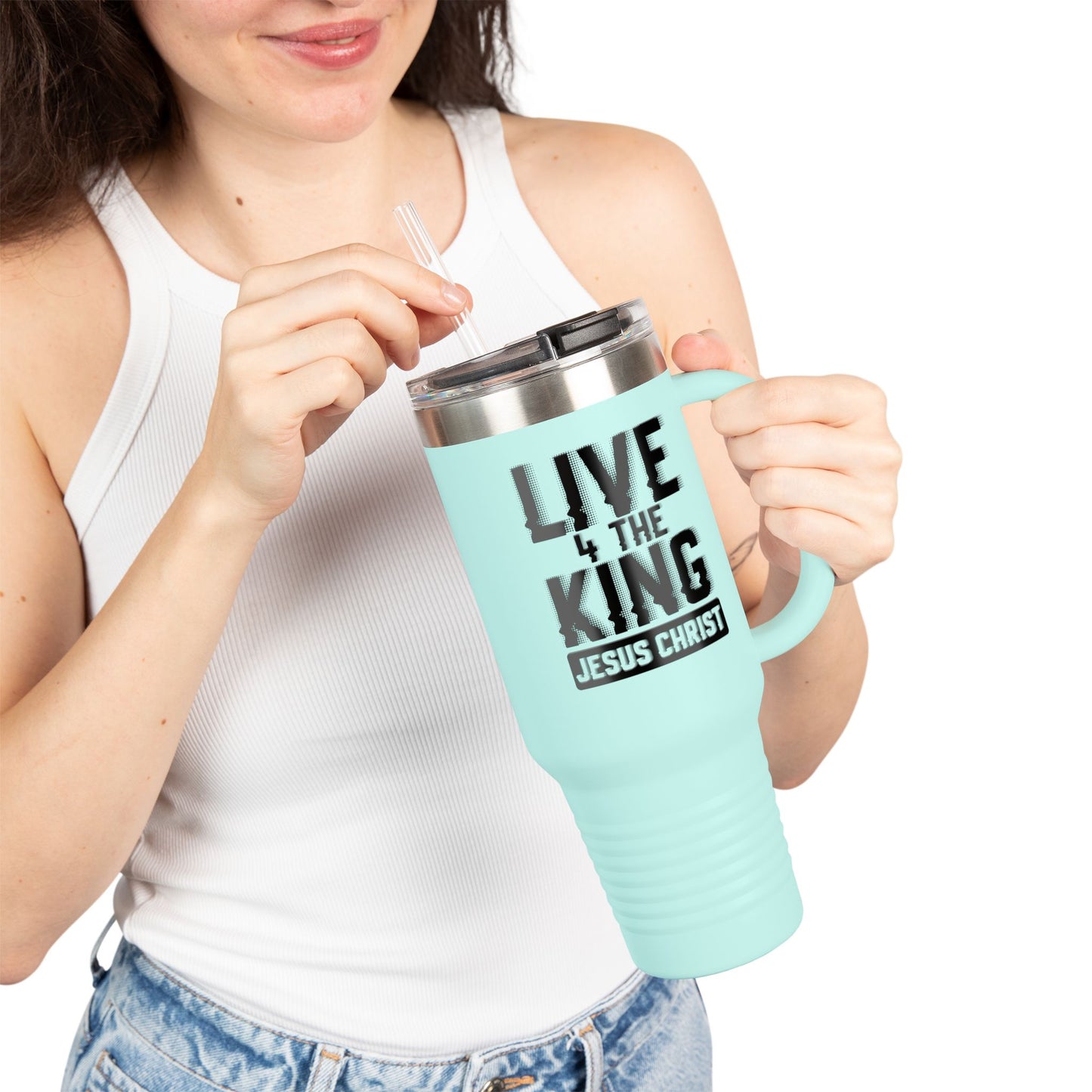 Live for the King Insulated Travel Mug | 40oz Christian Mug for Coffee Lovers, Outdoor Adventures, Gifts
