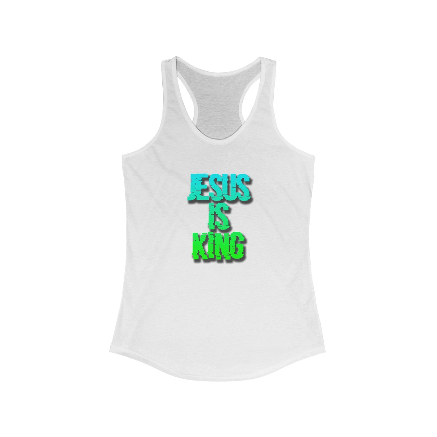 Jesus is King Women's Racerback Tank Top, Inspirational Workout Shirt, Summer Activewear, Religious Gift, Faith-Based Apparel