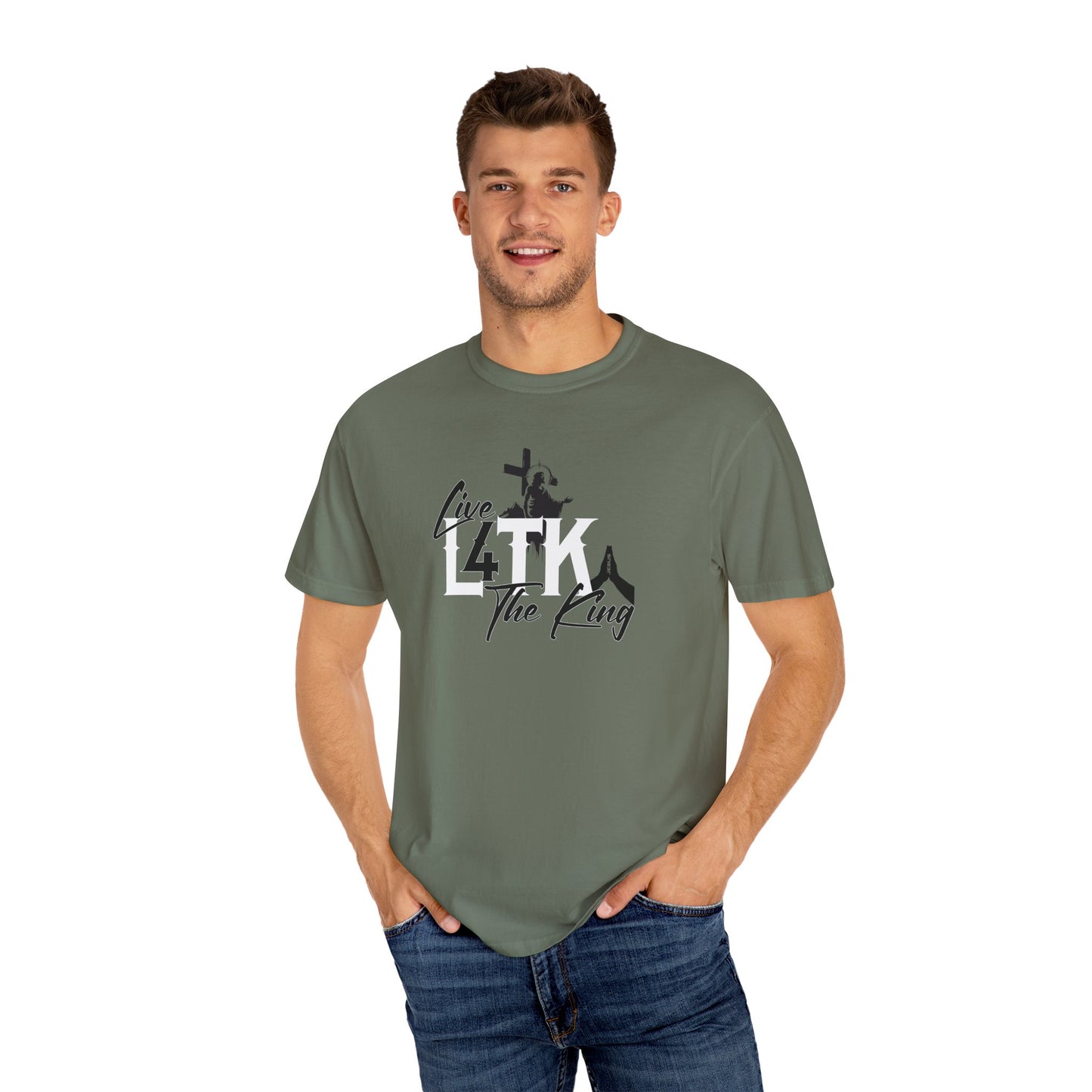 Live 4 The King! Unisex Garment-Dyed T-Shirt - Casual Spiritual Tee