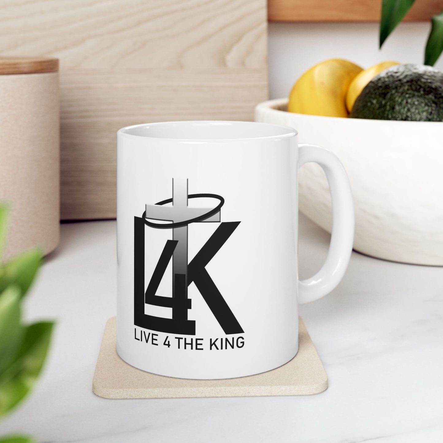 Live 4 The King Ceramic Mug - Inspirational Coffee Cup, 11oz & 15oz
