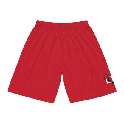 Men's Basketball Shorts – Sporty Red Athletic Wear with Graphic Design