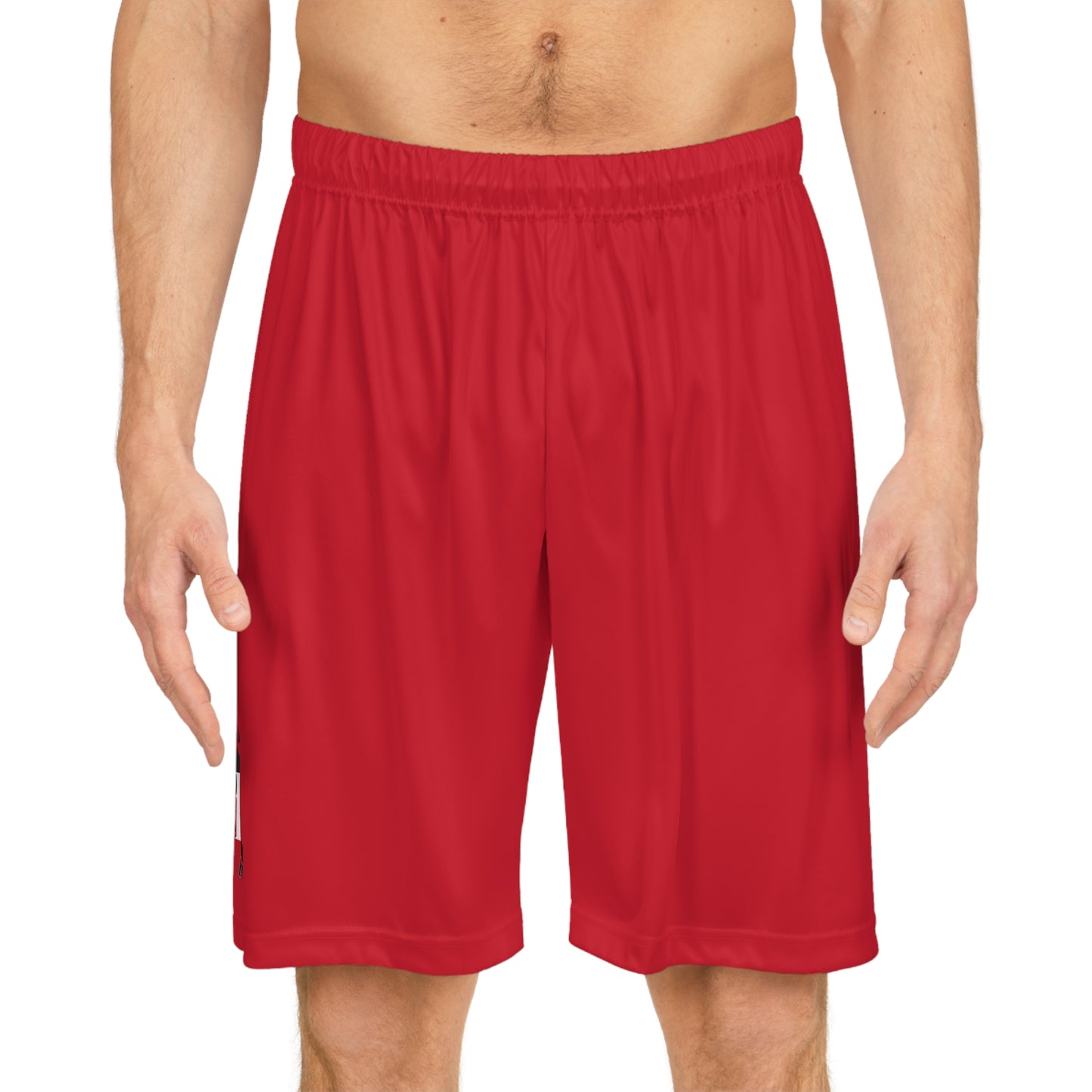 Men's Basketball Shorts – Sporty Red Athletic Wear with Graphic Design