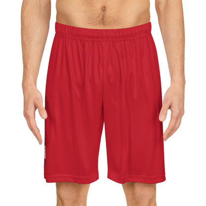 Men's Basketball Shorts – Sporty Red Athletic Wear with Graphic Design